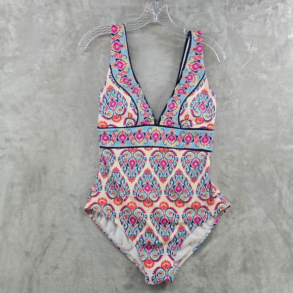 Boden Other - Boden Womens 8R One Piece Porto Swimsuit Paisley V-Neck Flora Stamp Boho